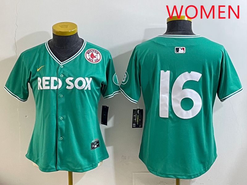 Women Boston Red Sox #16 No Name Green Joint Name Nike 2025 MLB Jersey style 9->women mlb jersey->Women Jersey